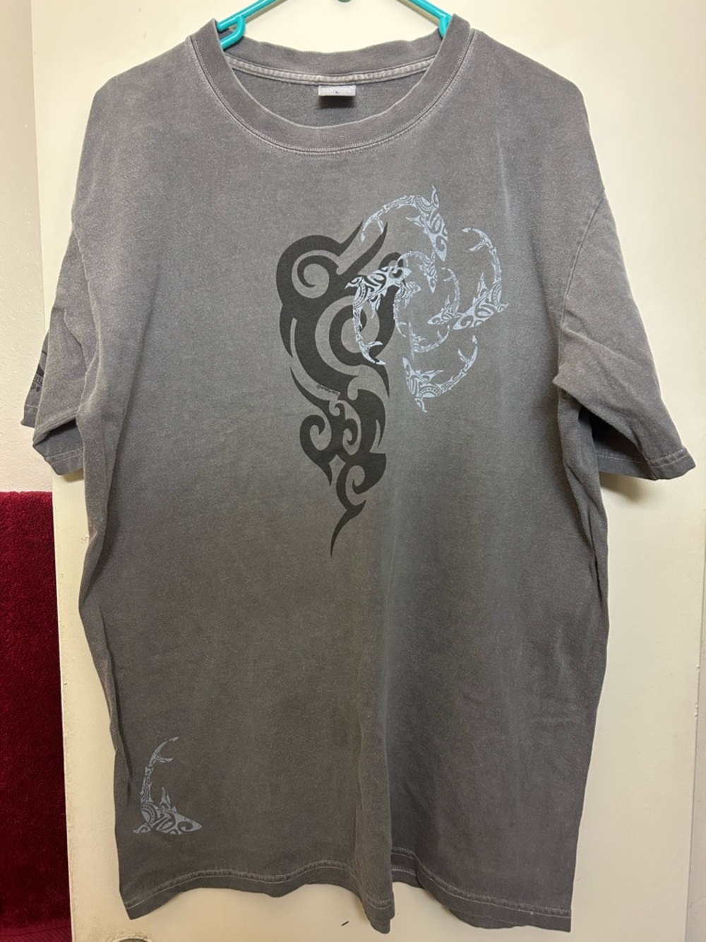 Y2K Crazy Shirt Fish Tribal Graphic Tee Size L